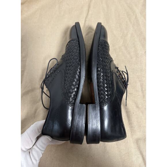 Mezlan San Juan Shoes Mens Size 9.5 Black Woven Leather Oxford Dress Formal main image 5